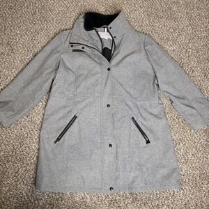 Jessica Simpson Coat Womens 2X Gray Softshell Rain Lined Mid Length Zip Pockets